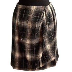 Coldwater Creek 6P 6 Petite Skirt Plaid Wool Blend Faux Wrap